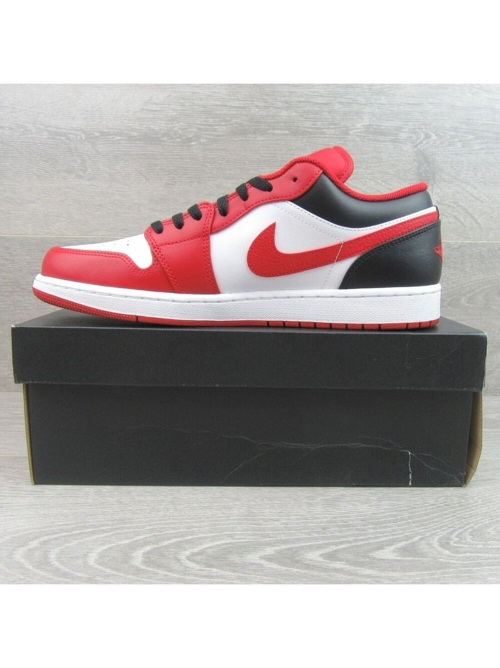 Air Jordan 1 Low Bulls Black Gym Red Shoes Mens Size 13 NEW - Picture 3 of 14